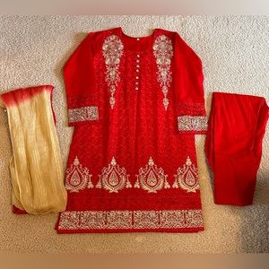 NEW Pakistani Indian Shalwar Kameez Outfit Women Girls Size SMALL Party Eid Suit